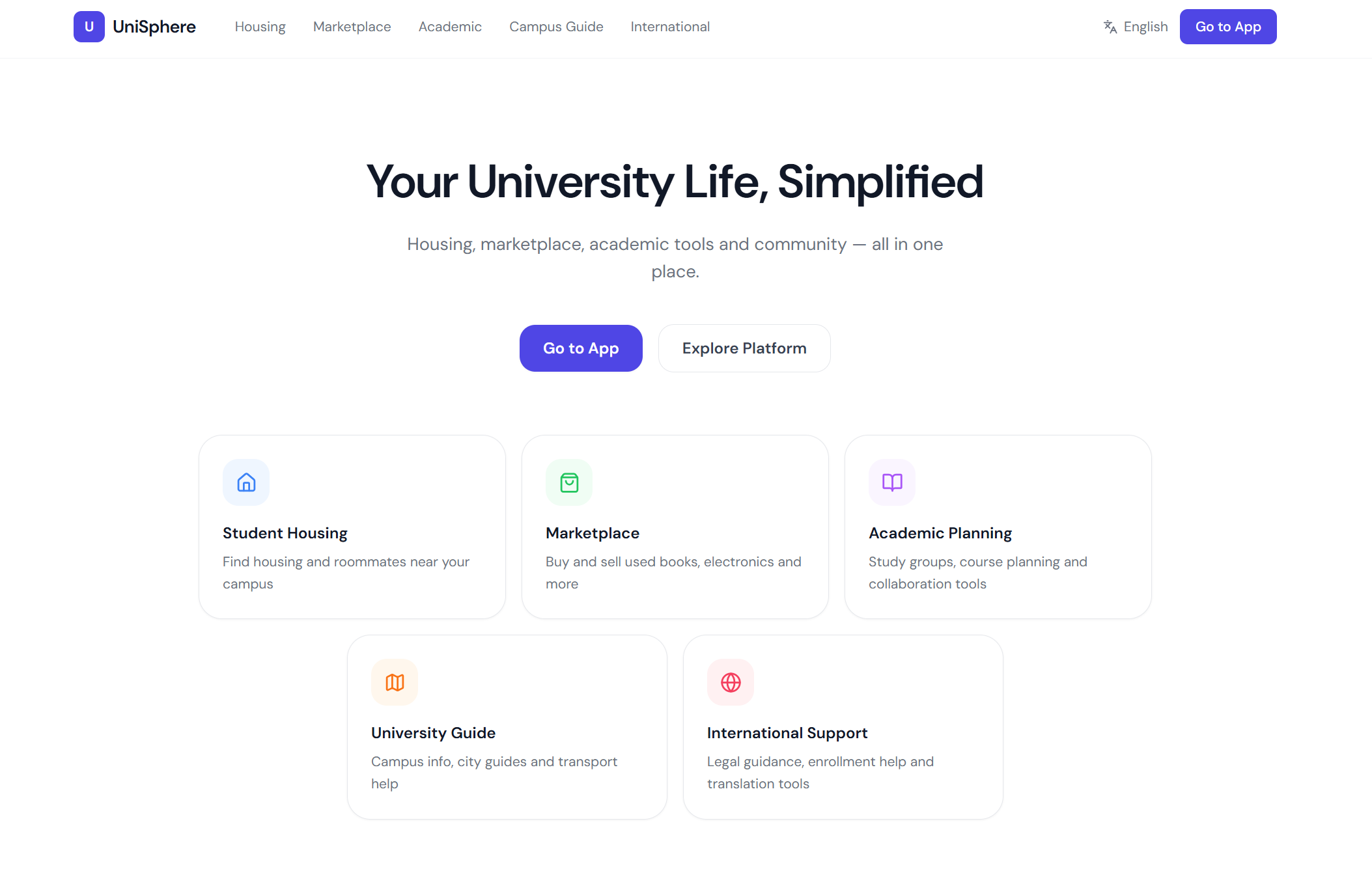 UniSphere public landing page